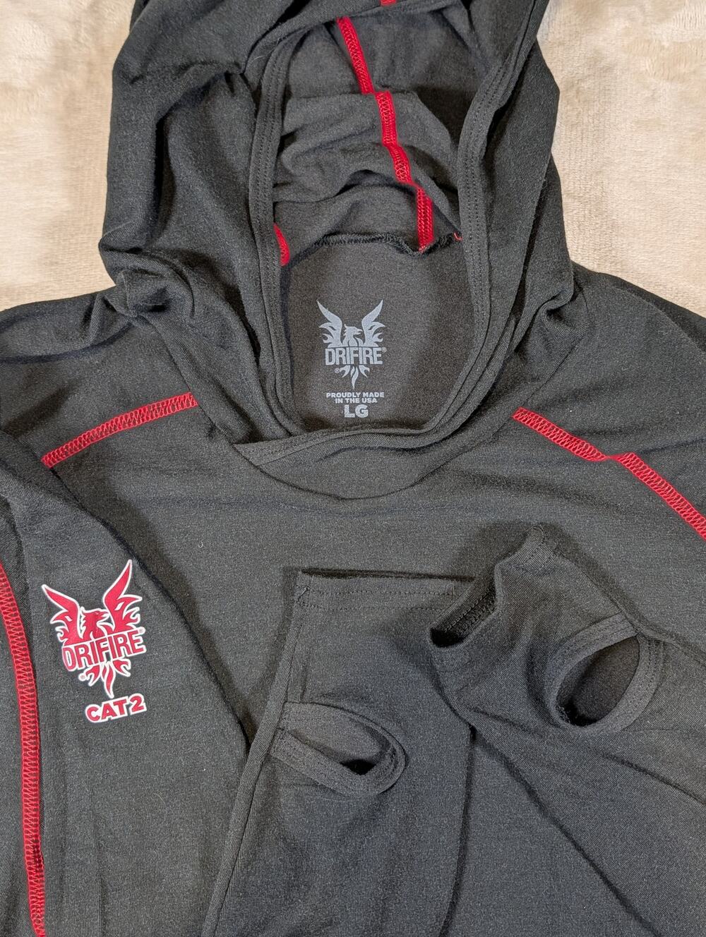 DRIFIRE CAT2 Lightweight Flame Resistant Pullover Hoodie Black Large DF2-173HD